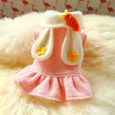 Розовый милый кролик уши зимнее платье для собак XS XL Pet Французский бульдог терьер кошка маленький средний животное щенок одежда поставки магазин - Цвет: Pink