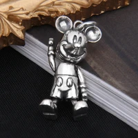 disney sterling silver mickey mouse pendant female cartoon limbs movable thai silver retro pendant mens necklace accessories