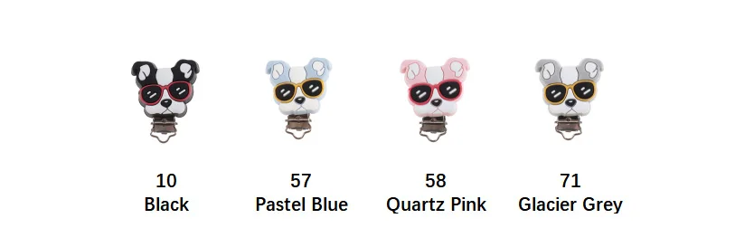 10 Uds.Clips de silicona para mordedor de Bulldog, sin BPA, cadena para chupete para beb&eacute;, collar de dentici&oacute;n, soporte para masticar, accesorios para perros de grado alimenticio-5