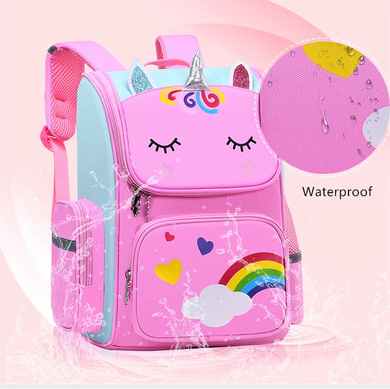 OKKID elementary school bags for girls 6-12 years kids handbag cute 3D cartoon school backpack student book bag pen pencil bag