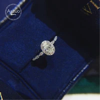 aazuo hot sale18k white gold real diamonds 0 65ct luxury ladder diamonds oval ring gift for woman engagement party au750
