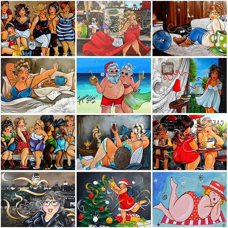 

5D Diamond Painting Sexy Girl Cross Stitch Full Square Round Fat Lady Diamond Embroidery Beauty Woman Diamond Mosaic Home Decor