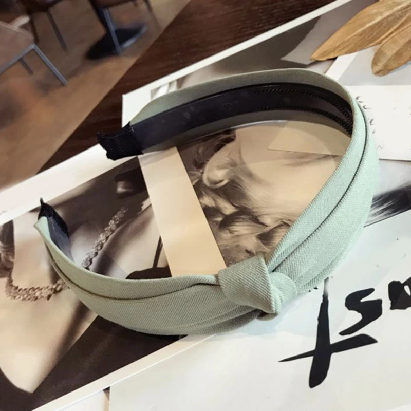 Модная женская однотонная тканевая Нескользящая повязка на голову Krean с узлом и