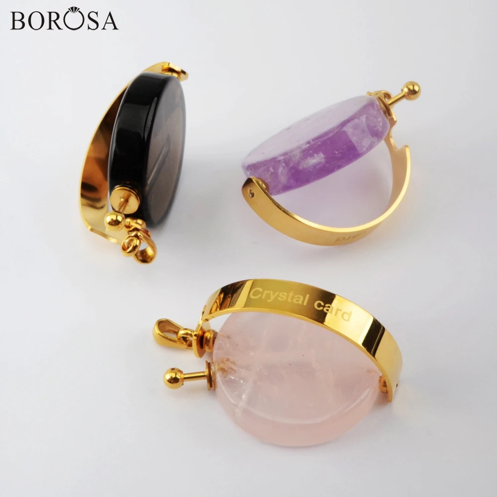BOROSA Round Perfume Bottle Pendant Diffuser White Quartz Essential Oils Amazing Necklace Women Jewelry WX1304 | Украшения и