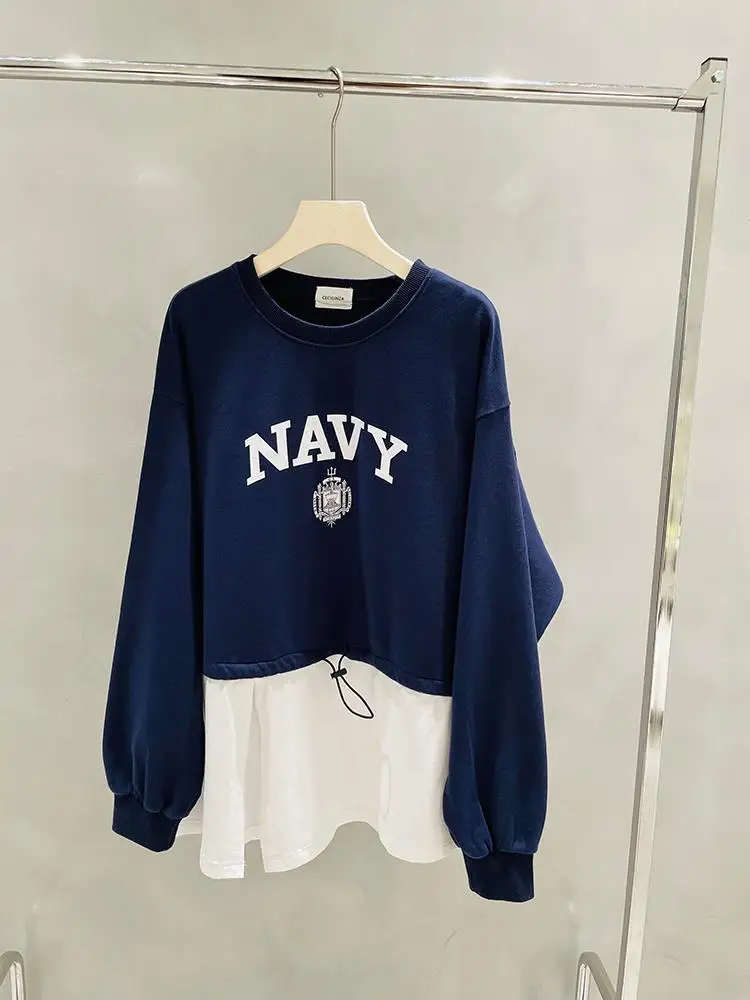 Female Oversized Sweatshirt Woman Korean Fashion Streetwear Women Pullovers Patchwork Harajuku Women Sweetshirts Ladies Tops
