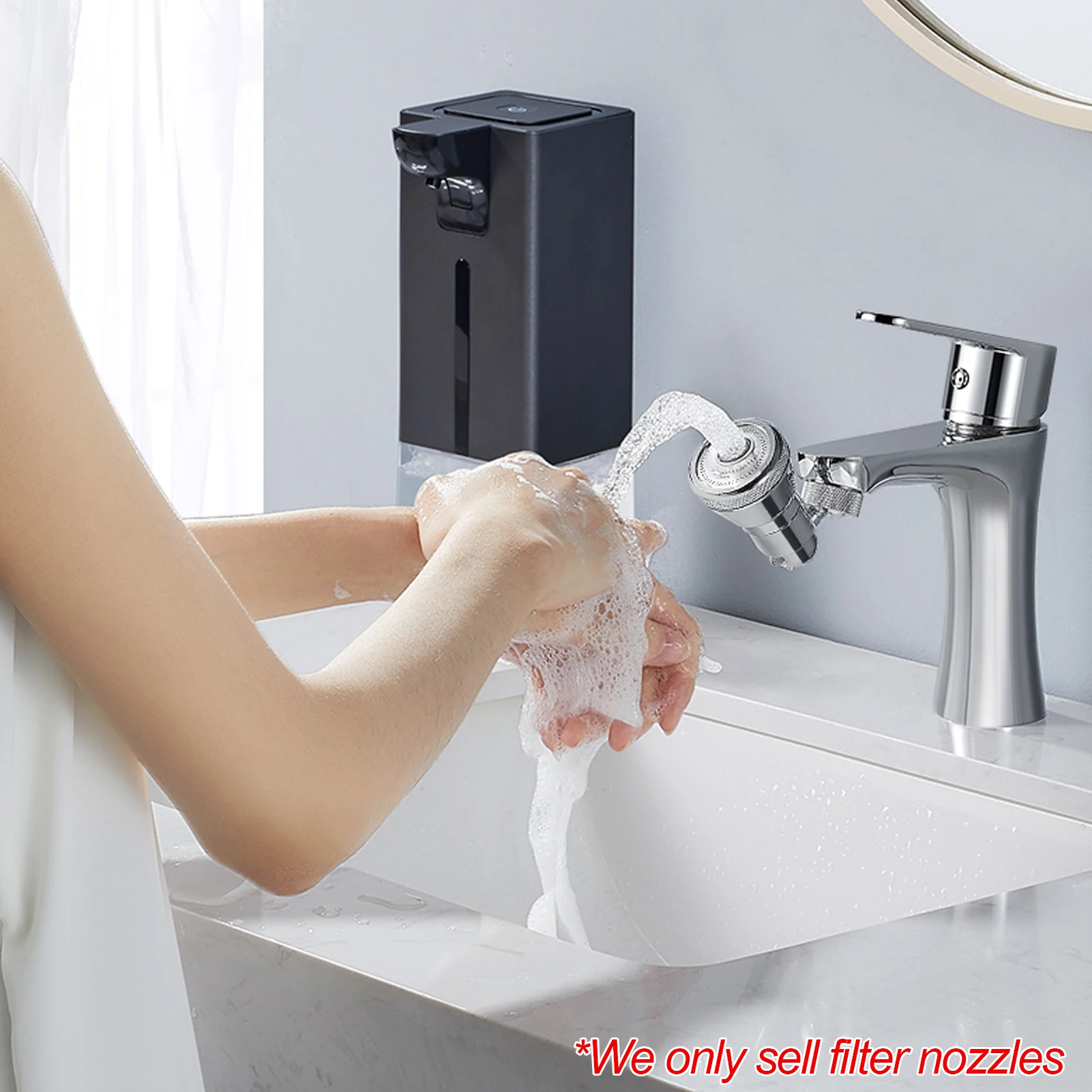 

Universal 720 rotatable Faucet filter nozzle for replacing kitchen Bathroom shower and water saving faucet,2 Modes Adjustment