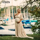 Вечернее кружевное платье YEWEN для беременных, с коротким рукавом, в богемном стиле, для фотосессии и свадьбы