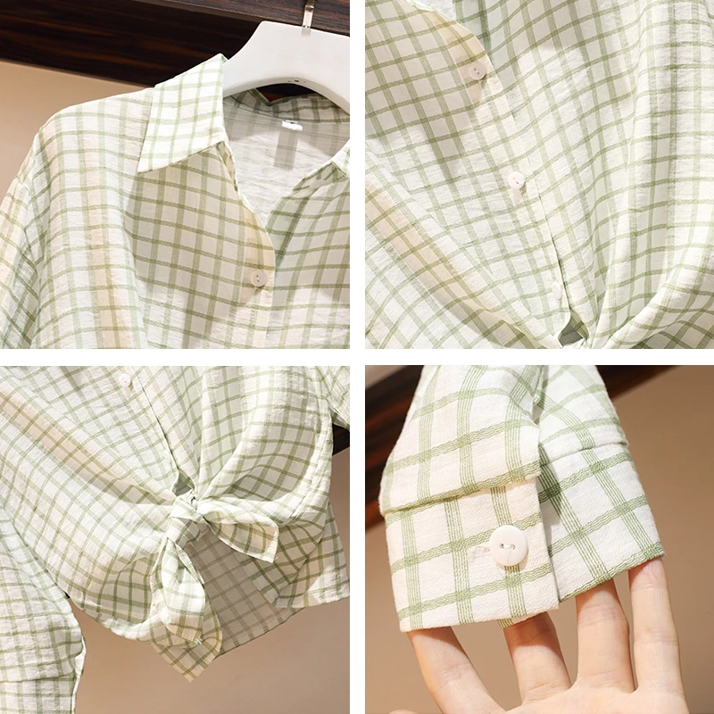 Комплект из двух предметов Trytree Женский повседневный однобортный клетчатый топ с