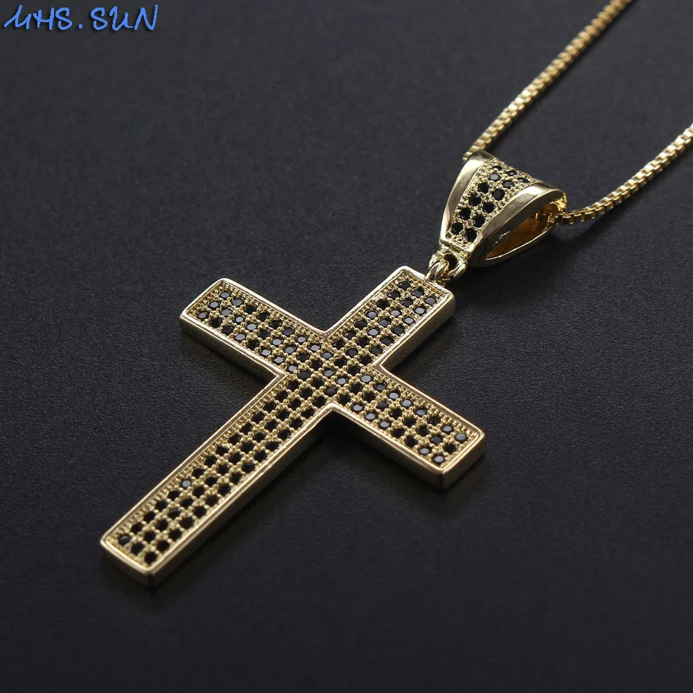 Модное ожерелье MHS.SUN с кулоном в виде креста из циркония цепочка выложенным