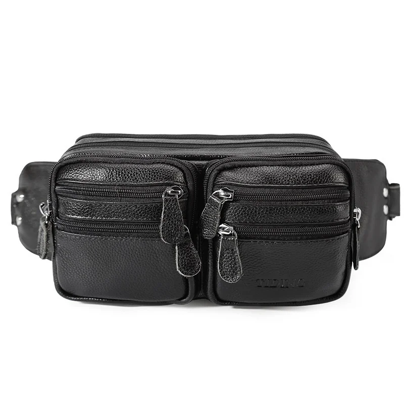

Chest Bags For Man Real Leather Casual Fashion Black Travel Chest Pack Bag Male