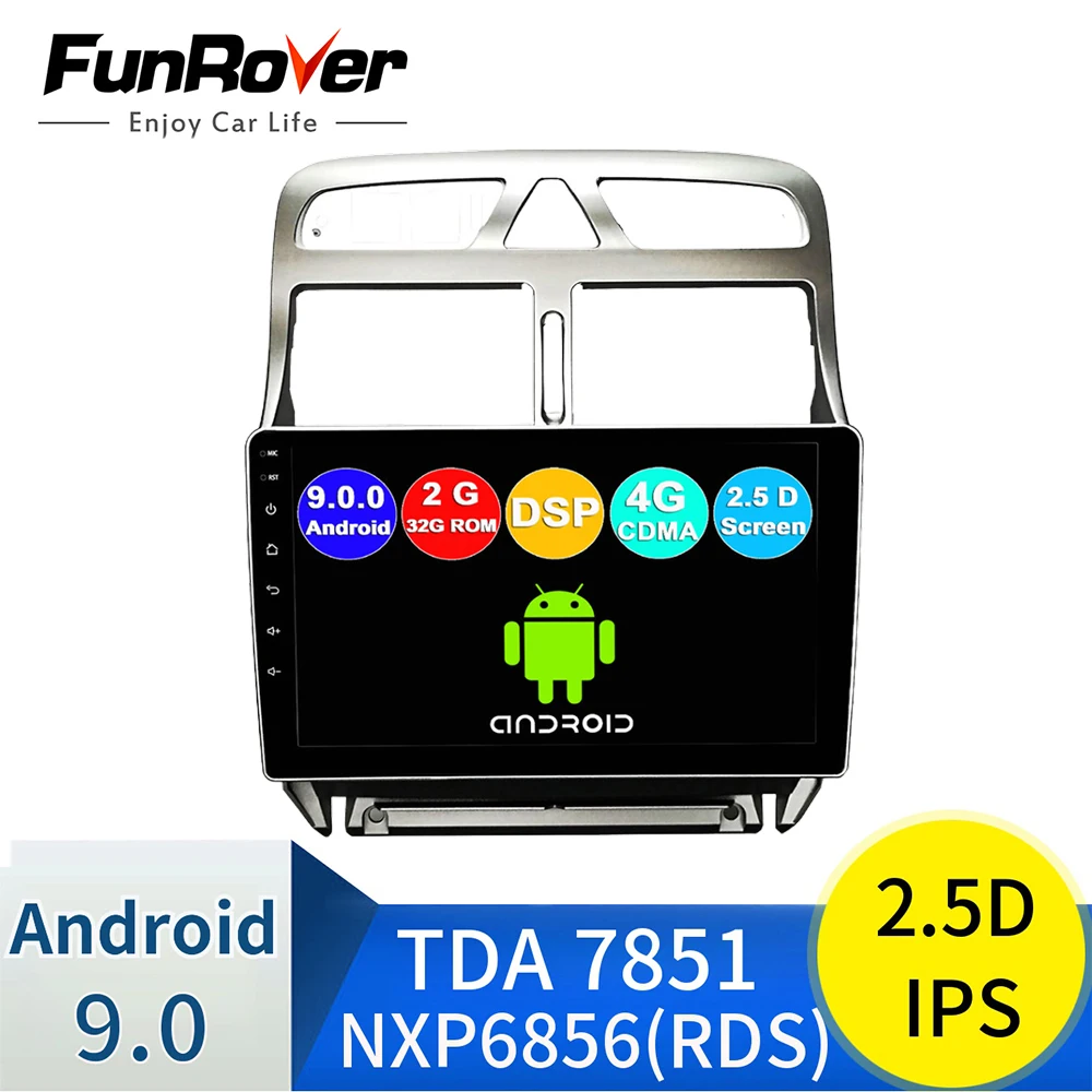 2G+ 32G Android 9,0 для peugeot 307 2002-2008-2013 автомобильный Радио Мультимедиа Видео плеер навигация gps 2 din dvd