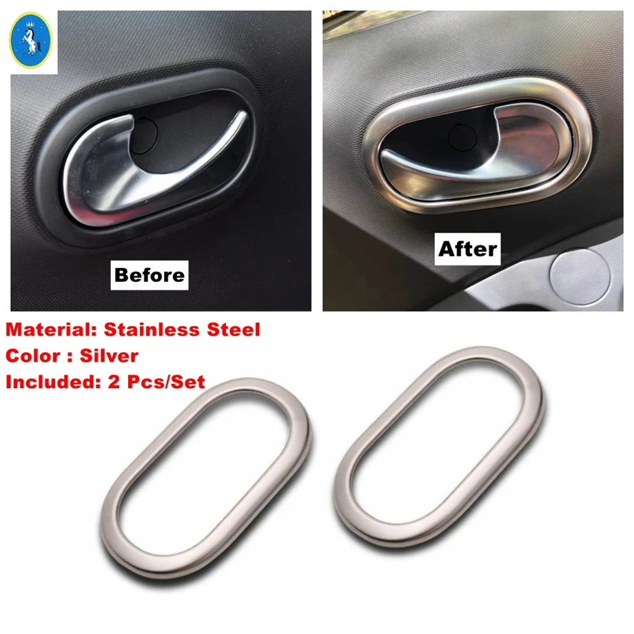 

Silver / Black / Carbon Fiber Look Door Handle Bowl / Lift Button / Air AC Panel Cover Trim Fit For Smart 453 Fortwo 2015 - 2020
