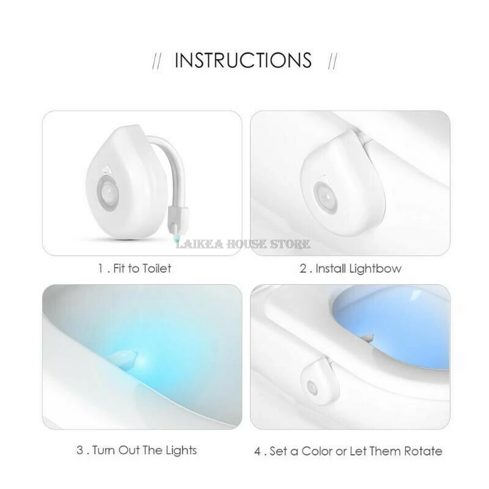 

LED Toilet Seat Night Light Motion Sensor WC Light 8 Colors Changeable Lamp AAA Battery Powered Backlight for Toilet Bowl Child