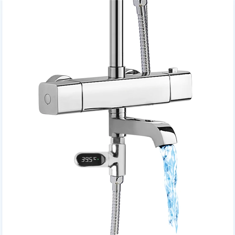 

[Upgrade Version] Xiaowei V2 Water Shower Thermometer LED Celsius Fahrenheit Time Display Flow Self-Generating Electricity