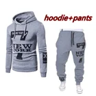 Модные мужские толстовки с капюшоном, костюмы, однотонная одежда, популярный стиль, толстовки, уличный спортивный костюм, штаны, 2020