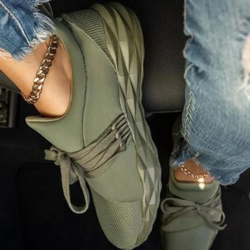 

Женские кроссовки с мягкой подошвой, амортизирующая обувь для бега, с круглым носком, Повседневные Дышащие, на шнуровке, для спортзала, Женс...