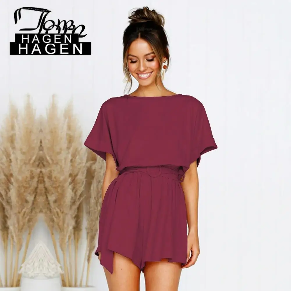 Новый Модный женский сексуальный комбинезон с коротким рукавом повседневный