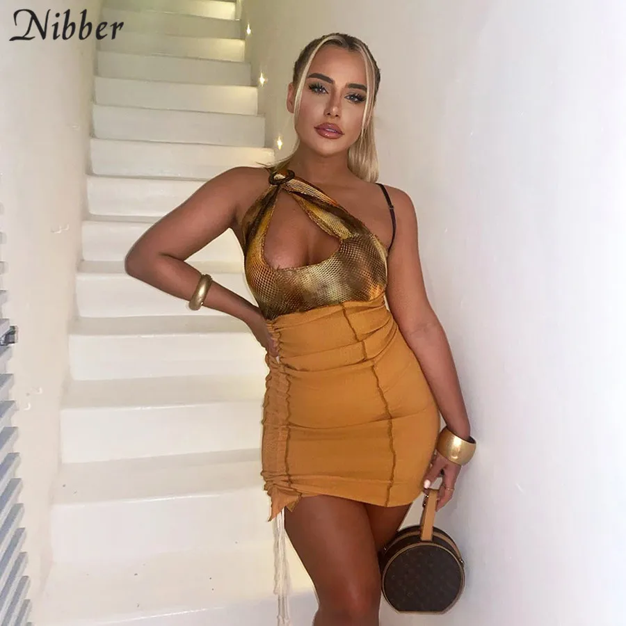 Женское лоскутное платье Nibber с завязками вырезами обтягивающее мини-платье для