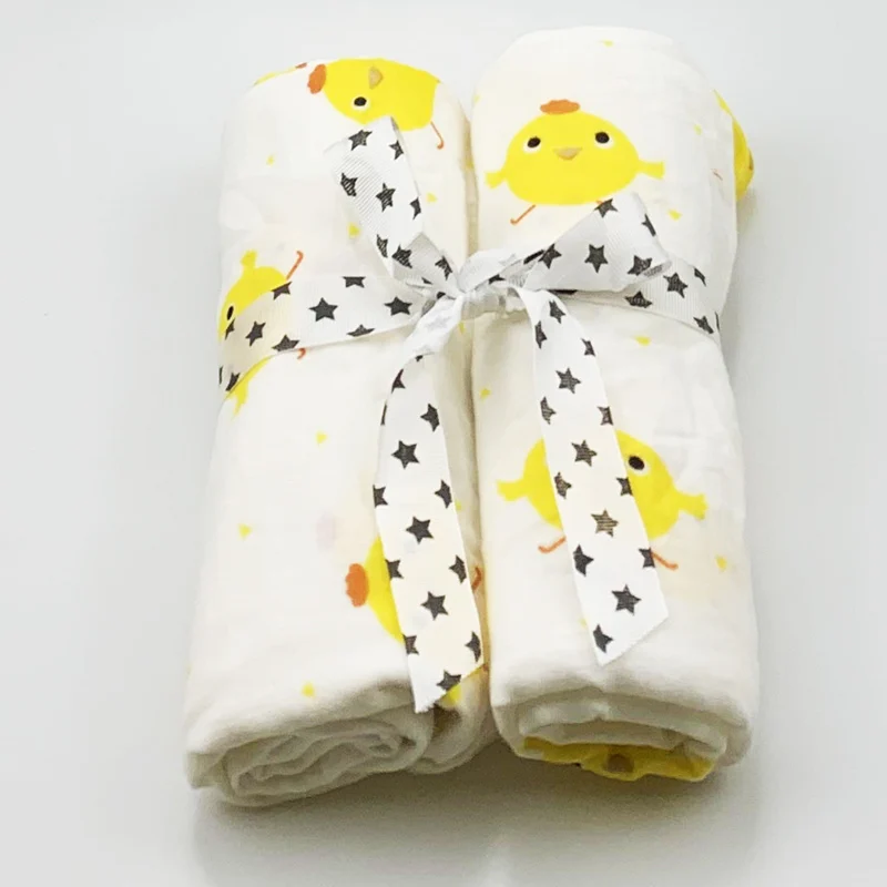 2pcs/set Newborn Baby Blanket Cotton Blanket Cartoon Pattern Multi-use Infant Stroller Cover Towel Baby Muslin Swaddle Wrap - Цвет: 17