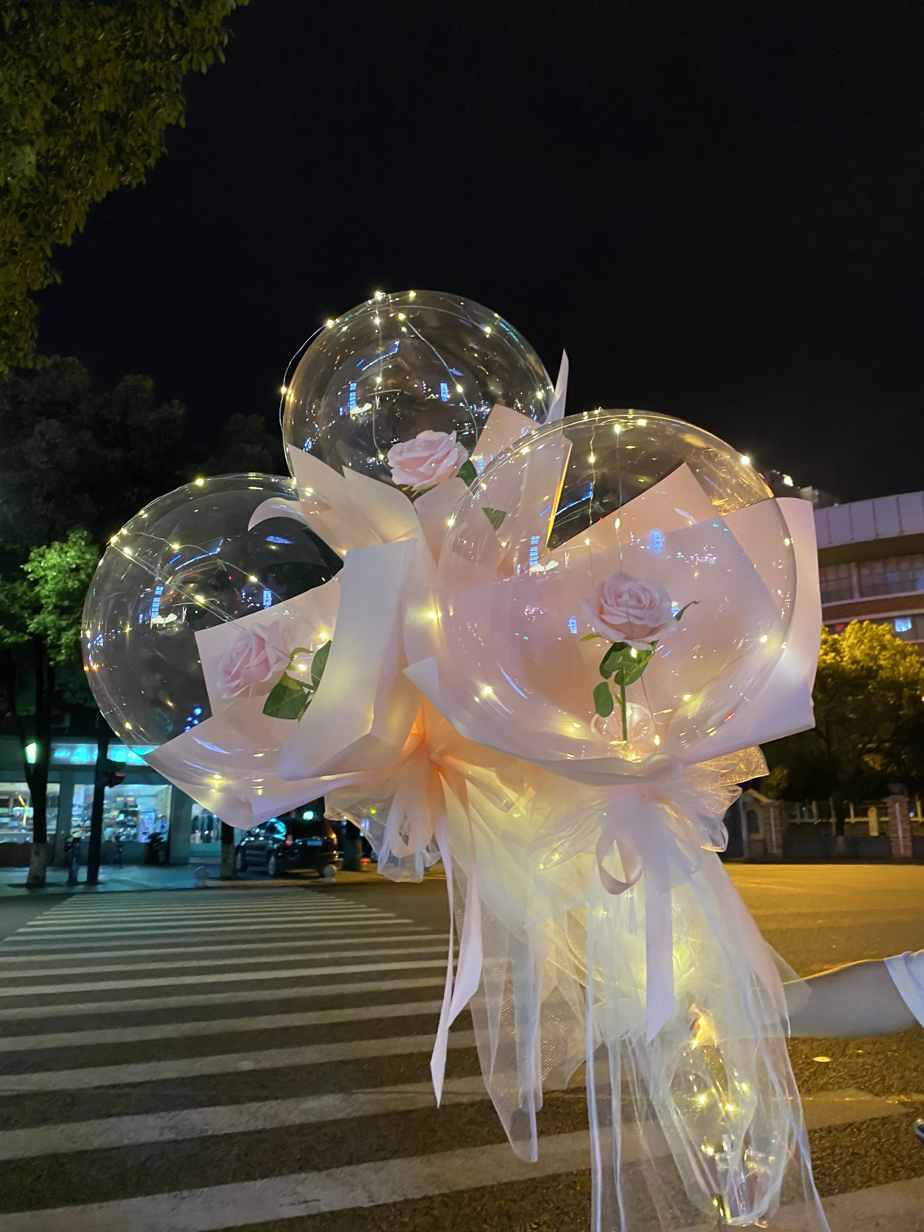 

Diy Led Light with Rose Flower Balloons Birthday Wedding Decoration Transparent Flower Balls Led Luminous Balloon Rose Bouquet