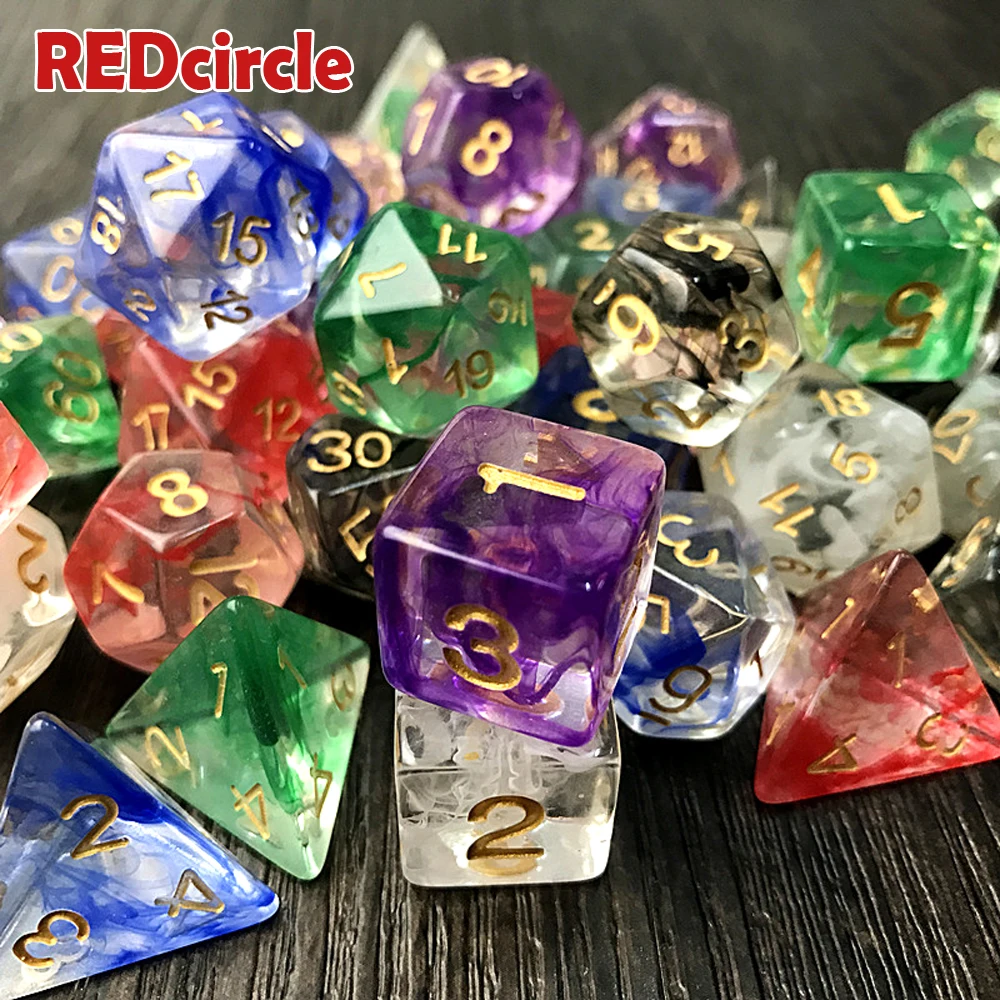 Абсолютно новый набор игральных костей из 7 штук с эффектом туманности Poker D & d D4 d6