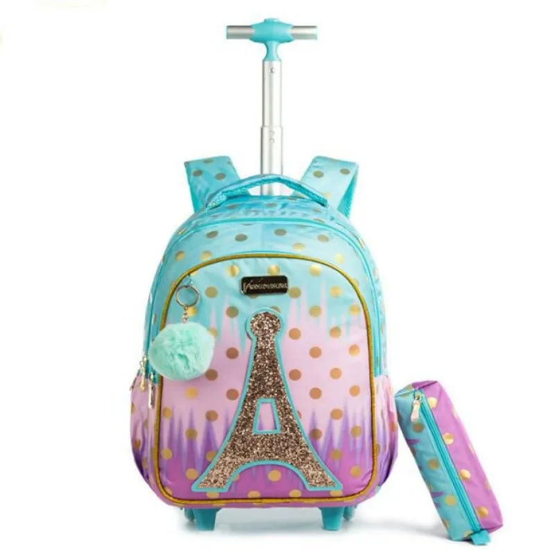Children school Rolling Backpack Bag School Wheeled Backpack for girls SchooTrolley Bag Wheels Kids Travel luggage Trolley Bags