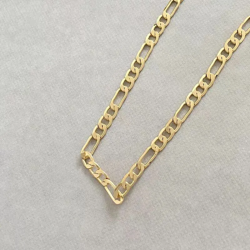 

Trend Basic Punk Hip-hop Necklace for Men Women Curb Cuban Link Chain Chokers Vintage Gold Color Tone Solid Metal Necklaces