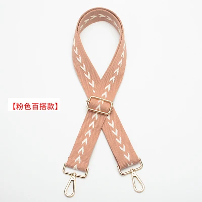 pink 3,8 см широкий Модный ремешок с вышивкой стрелы V хлопковая холщевая ткань Сделай Сам сумка на одно плечо ручка ремня 88~ 140 см регулируемая - Цвет: pink