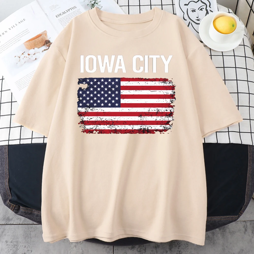 Футболка женская с американским флагом и принтом Айова | Женская одежда