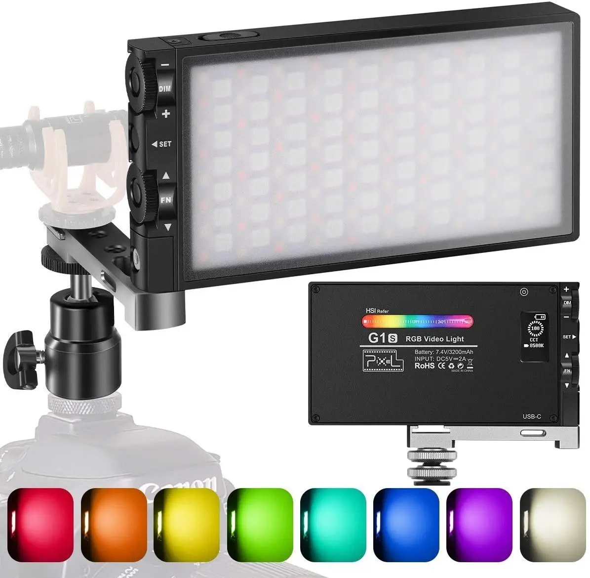 G1S RGB карман 2500K-8500K с регулируемой яркостью для полный Цвет светодиодный видео