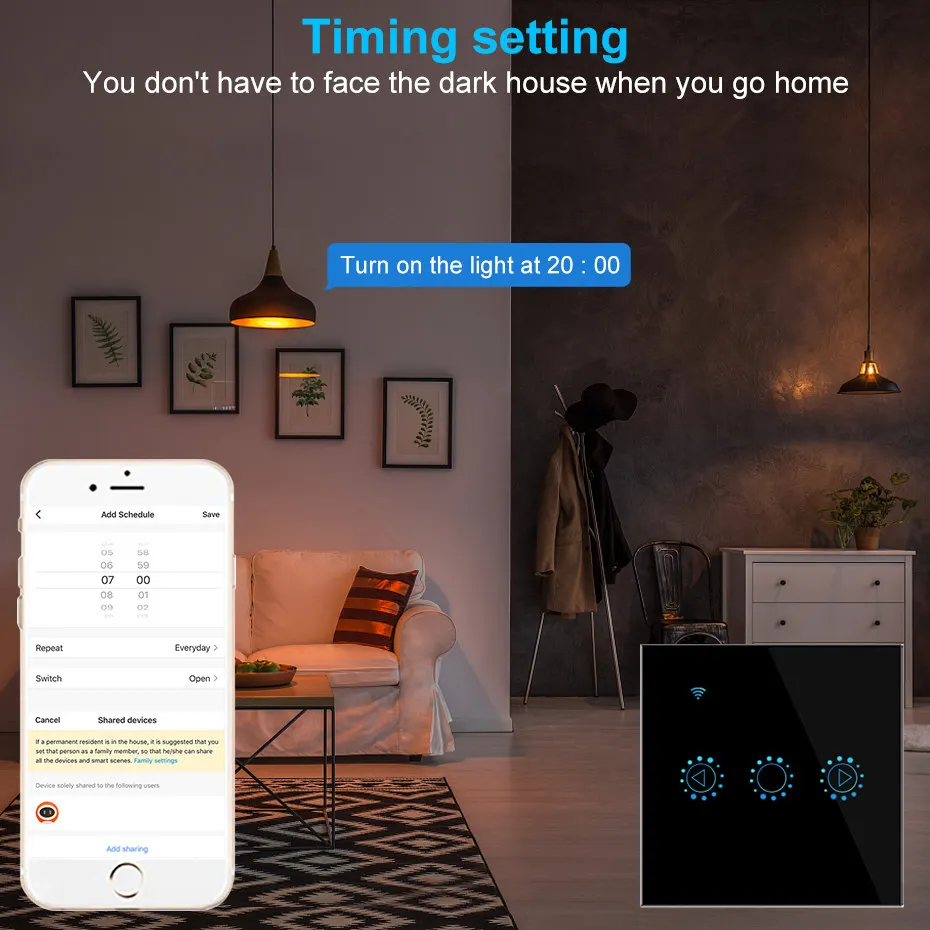 Переключатель-диммер Tuya Smart Life LED Wi-Fi сенсорный совместимый с Alexa в 110 В 220 США ЕС