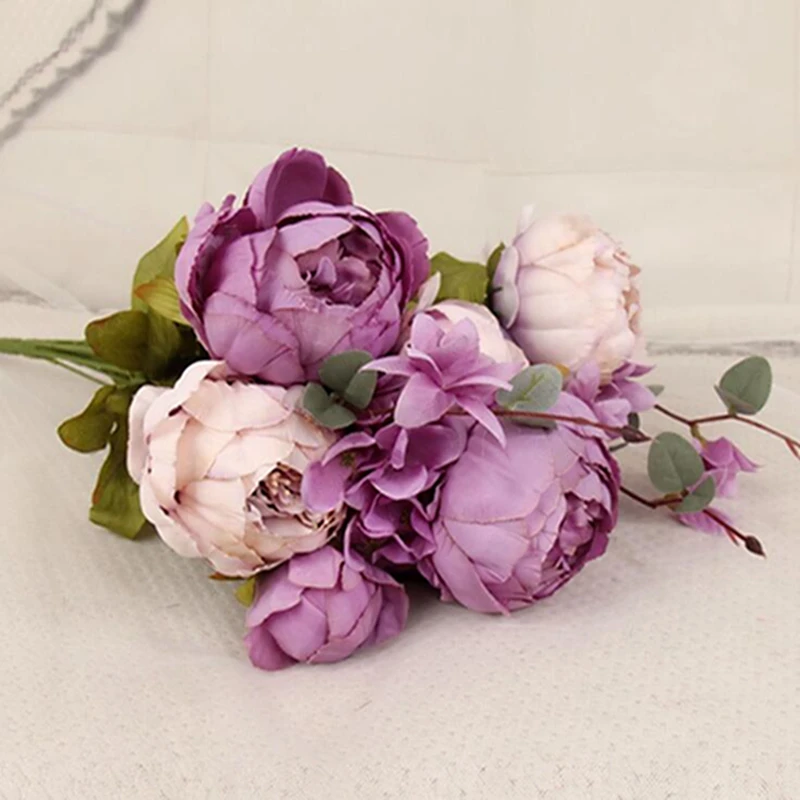 13 больших голов/Букет пионов искусственные цветы Шелковый Букет для свадьбы
