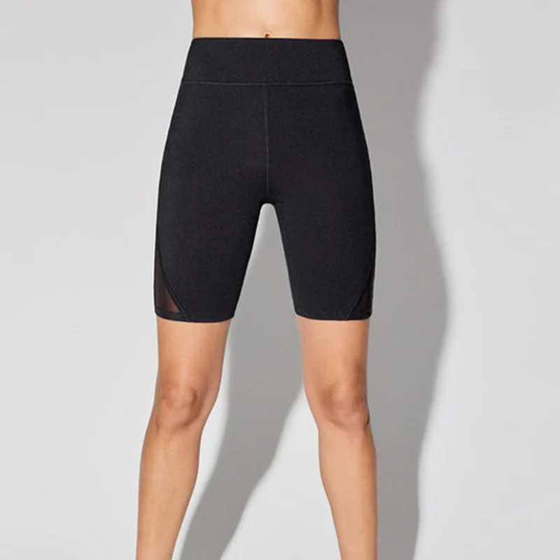 

Women Breathable Mesh Patchwork Bodycon Sports Yoga Shorts Lady Summer Black High Waist Skinny Fit Gym Fitness Short Pants