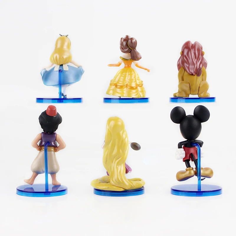 8-9 см 6 шт./лот фигурки принцессы игрушки Микки спутанные Золушка Алиса король