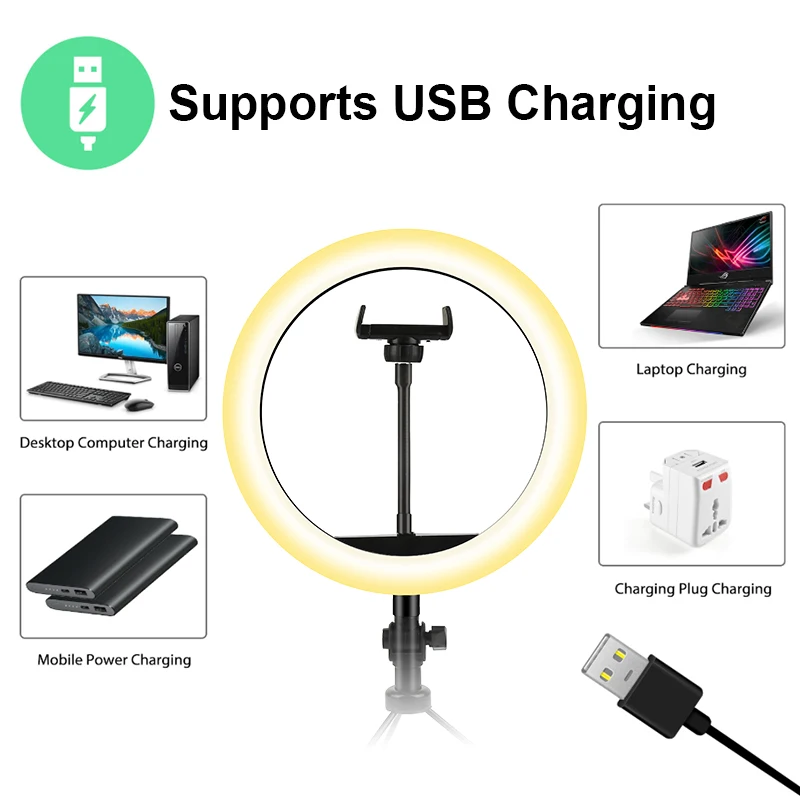 Светодиодный кольцевой светильник 6/10 дюймов с регулируемой яркостью селфи лампа