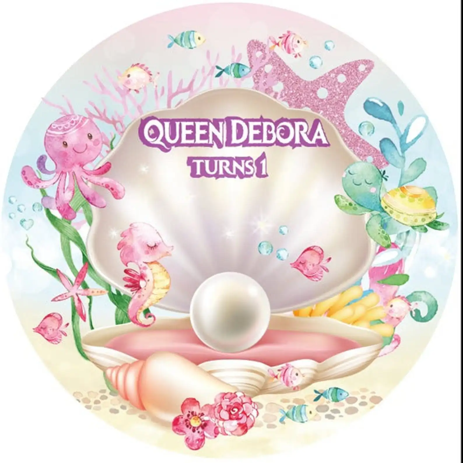 Жемчуг Русалка под морем день рождения Круглый фон баннеры фотография на заказ