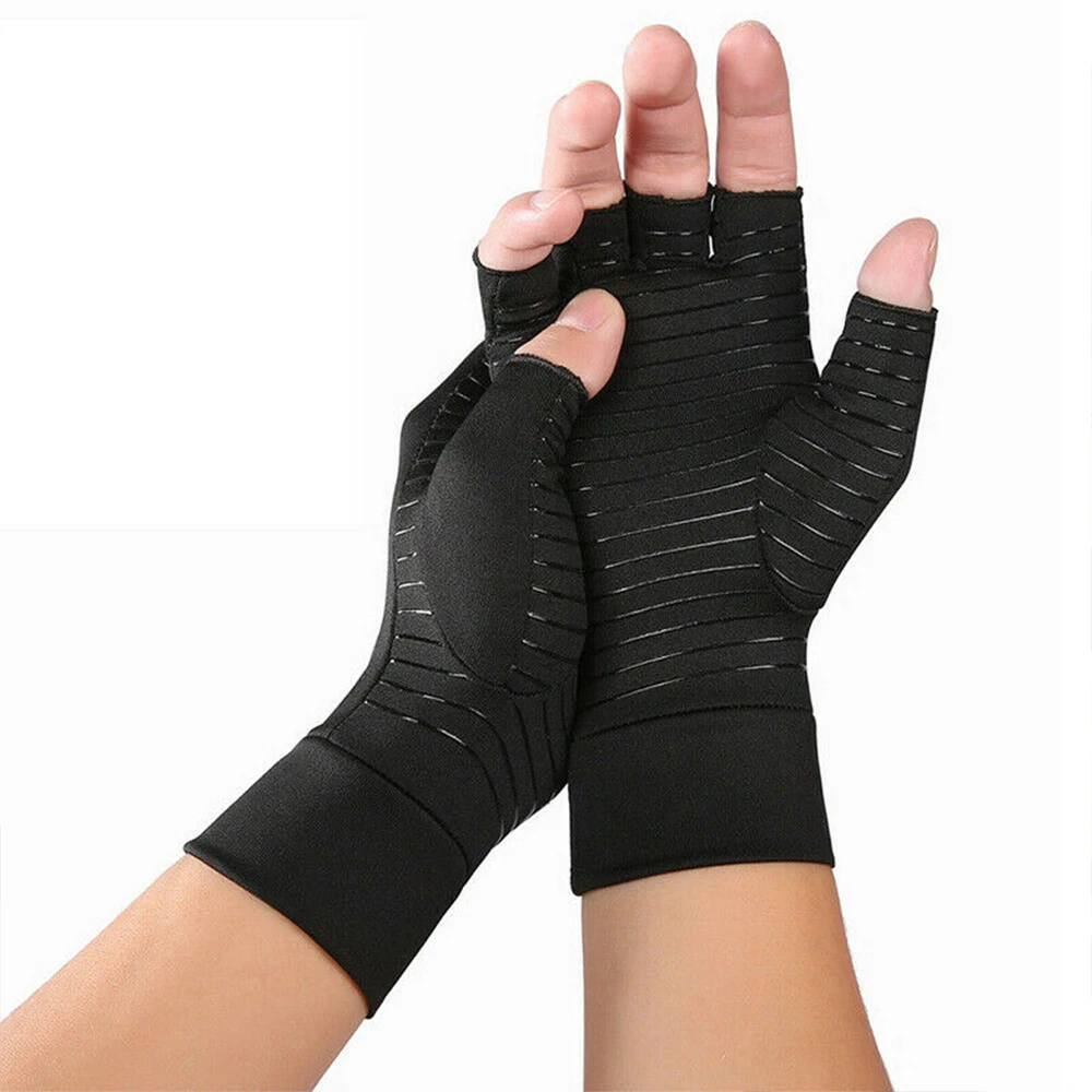 

1 Pair Compression Arthritis Gloves Women Men Joint Pain Relief Half Finger Brace Therapy Wrist Support Anti-slip Therapy Gloves