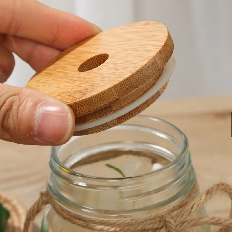 25/33 унций банки чашка для смузи с бамбуковой крышкой шаров стеклянная Мейсона