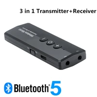 3 in 1 bluetooth 5 0 transmitter receiver stereo audio 3 5mm aux jack wireless adapter for tv car kit with control button