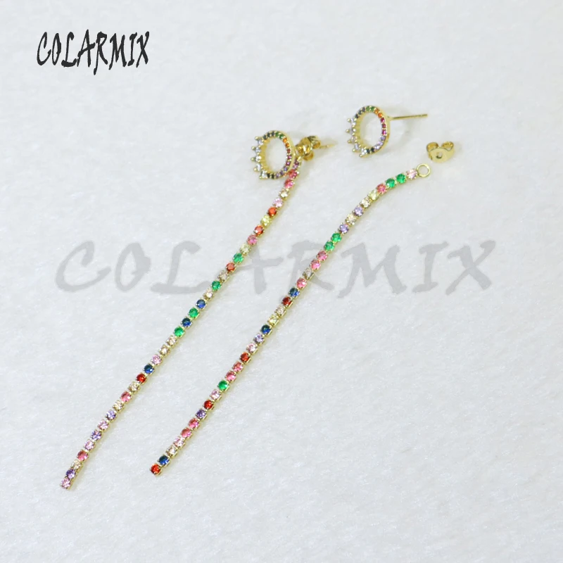 6 Pairs Zircon earrings long chain gift for lady fashion elegant jewelry Party 5823 | Украшения и аксессуары