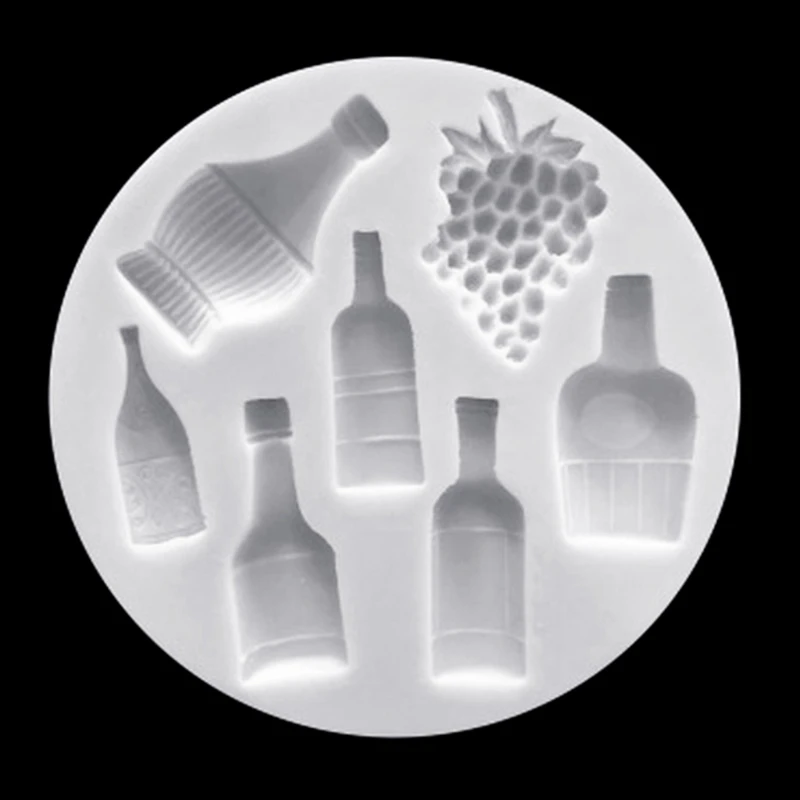 Red Wine Bottle Grape Shape Silicone Material Round Mould DIY Fondant Cake Mold Baking Tools Great Gift for Lover R7UB | Дом и сад