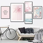 Розовый цветок пейзаж, Картина на холсте искусство стены с буквенным принтом плакат пальмовое дерево с рисунком в виде морских волн вишня в цвету для Гостиная фотографии