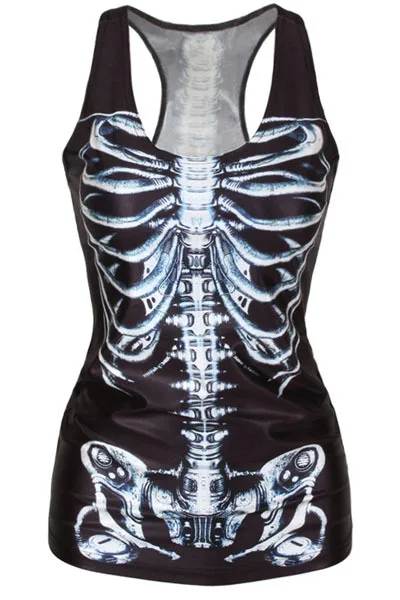 

2022 Black 3D Skeleton Reverse Print Waistcoat