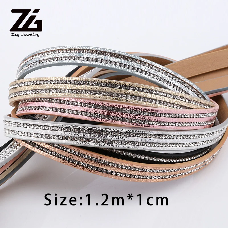 ZG 1.2m10mm плоский из искусственной кожи шнур/кристалл горный хрусталь/ювелирные изделия фурнитура Аксессуары/ювелирные изделия изготовление/браслет материалы