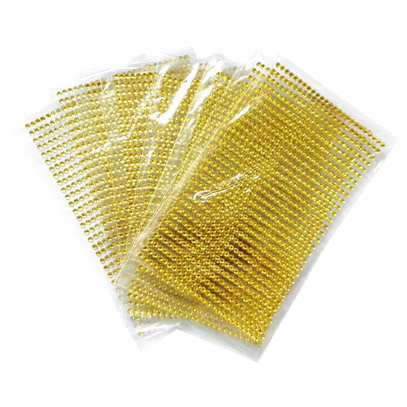 

10sheets/bag 3mm Toy sticker Diy Decal yellow Crystal Diamond Bling Rhinestone Self Adhesive Scrapbooking Picture framesStickers