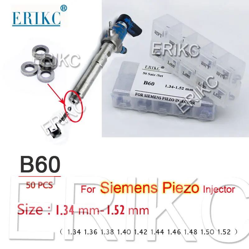 

New Injector Nozzle Washers B60 Shims Gaskets Size 1.34-1.52mm Oil Adjustment Shims Armature Lift Adjusting Shim Set for Siemens