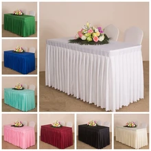 20 Colours Wedding Table Cover Ruffled Table Cloth Table Skirt Table Linen Box Cover Pleated For Hotel Banquet Party Decoration