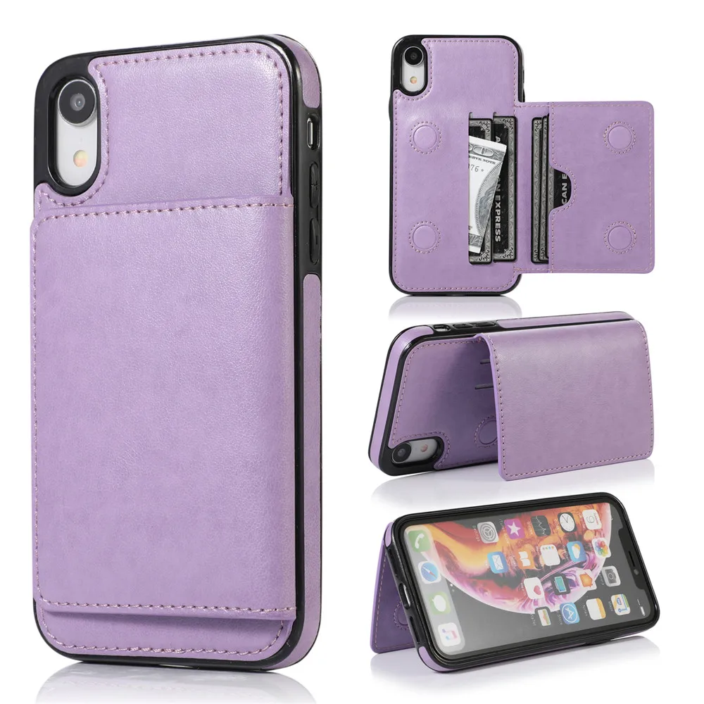 Purple ZhiYue BJ Чехол для Iphone Xr Xs Max 7 8 6 6s X Plus 5 5S Se держатель для кредитных карт кошелек Роскошный кожаный ударопрочный защитный чехол - Цвет: Purple ZhiYue BJ