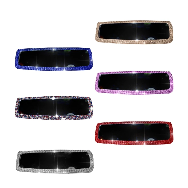 

Crystal Diamond Sparkle Universal Car Interior Rear View Mirror Driving Safety Mirror Cover Trim for Women Girls