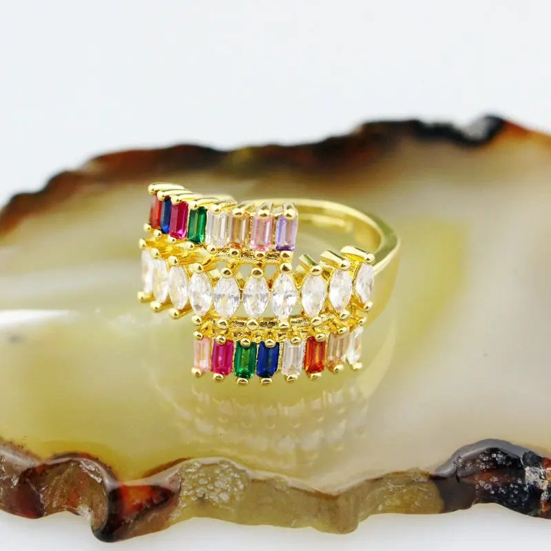 Регулируемое забавное и красивое регулируемое кольцо с фианитами 10 шт./лот